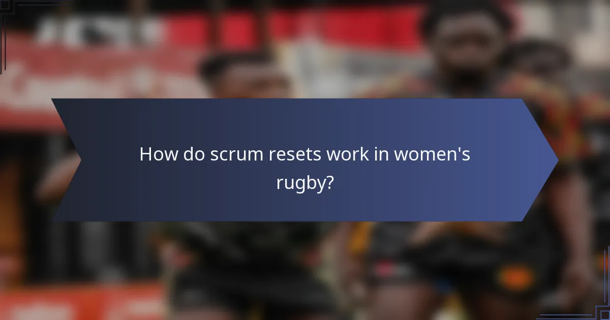 How do scrum resets work in women's rugby?